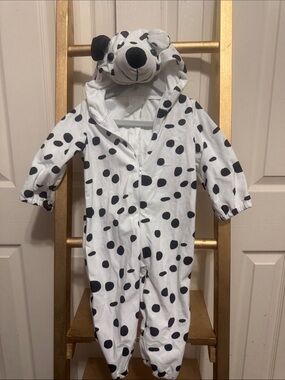 Dalmatian Spot Hooded One-Piece for Kids - White/Black